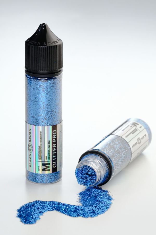 Глиттер BLACK BRUSH GLITTER PRO, лазурно-синий