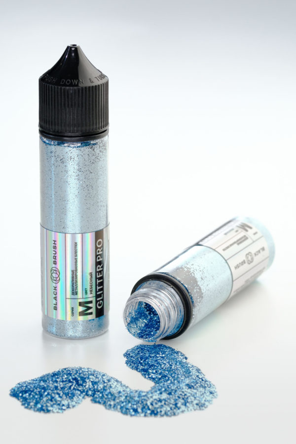 Глиттер BLACK BRUSH GLITTER PRO, небесный